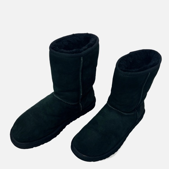 UGG Eva Black Sheepskin Suede Short Boots Womens size 7 - Picture 3 of 12